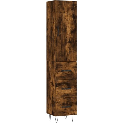  Visoka komoda dimljeni hrast 34,5x34x180cm konstruiranog drva Slike