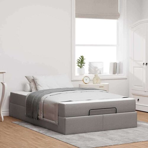 vidaXL Konstrukcija postelje z vzmetnico Taupe 120 x 190 cm blago Cene