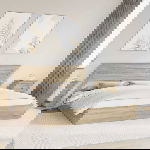 vidaXL Krevetna konstrukcija s ladicama Sonoma hrast 200 x 200 cm Cene