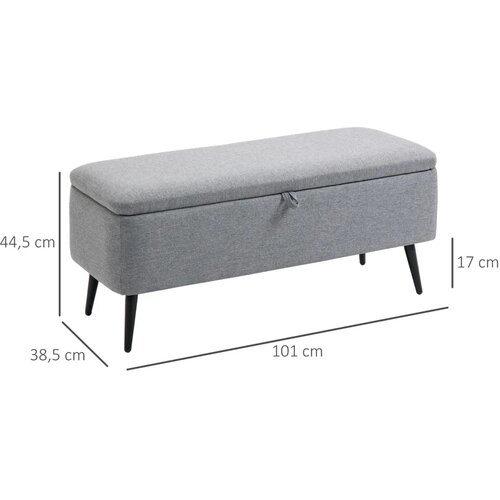  Klupa klupa za odlaganje tapecirana klupa izgled lana do 150 kg 101x38 5x44 5 cm siva Slike