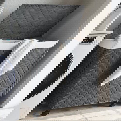 VidaXL Ko&amp;scaron;ara za rublje s kotačima siva 60 x 35 x 60 5 cm od ratana Slike