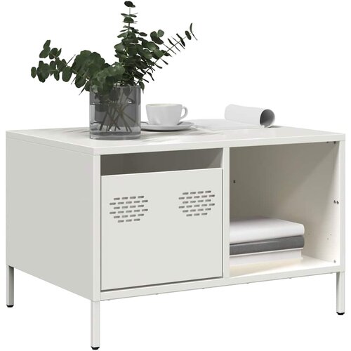 vidaXL Klubska mizica bela 68,5x50x43,5 cm valjano jeklo Cene