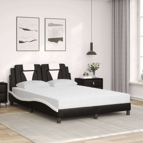  Krevet s madracem crno-bijeli 140 x 200 cm od umjetne kože Slike