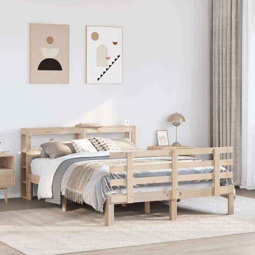 VidaXL Okvir za krevet s uzglavljem 150 x 200 cm borovina Slike