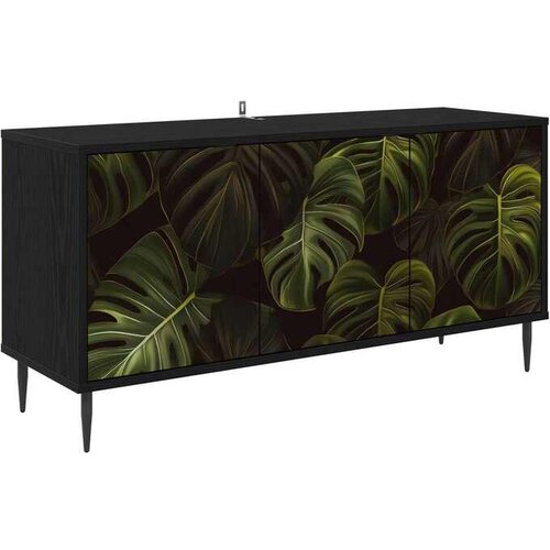 vidaXL TV ormar ELBURG 102 x 33 x 51 cm Crni hrast Konstruirano drvo - Print od palminih listova Cijene