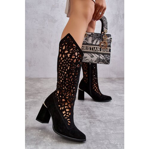 Kesi Suede Openwork shoes Leski Shoes 3234 Black Slike