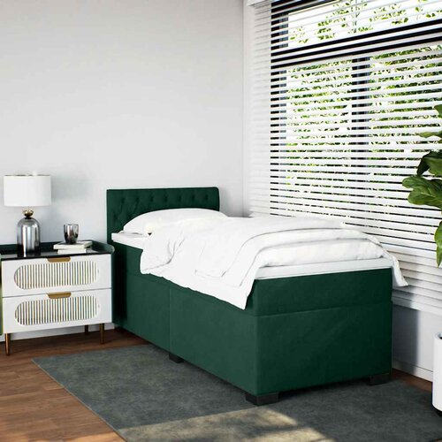 Box spring krevet s madracem tamnozeleni 80 x 200 cm bar&amp;scaron;unasti Slike