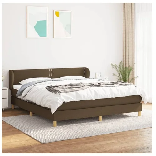  Box spring postelja z vzmetnico temno rjava 160x200 cm blago