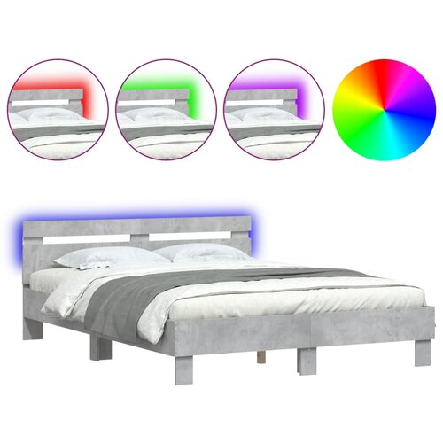 VidaXL Posteljni okvir z vzglavjem in LED betonsko siv 140x190 cm, (20978666) Slike