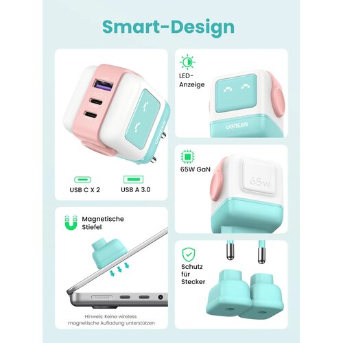  Uno RG 65W 3-Port GaN Fast Charger pink blue Cene