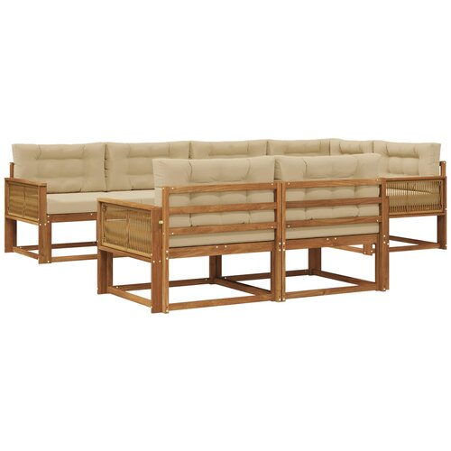 vidaXL Zunanja garnitura za sedenje z blazino 7 pcs Naravna in bež, (5000282222) Cene