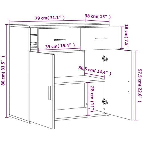  Komoda 2 kom siva boja betona 79x38x80 cm od konstruiranog drva Slike