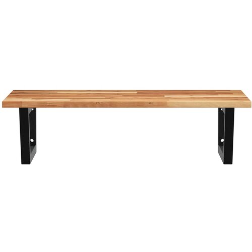  Zidna polica za umivaonik od čelika i masivnog bagremovog drva Smeđa 100 x 50 x 2 cm Slike