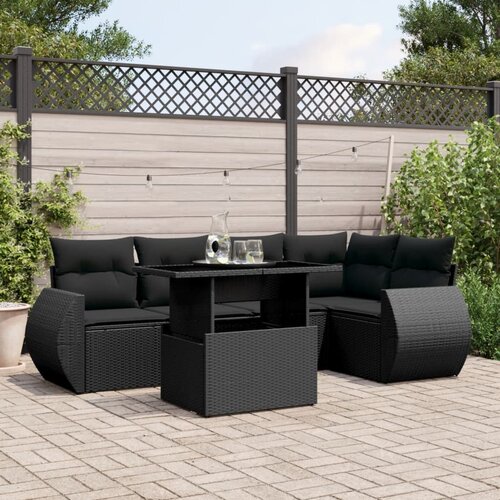 vidaXL 6-dijelni set vrtnih sofa s jastucima crni od poliratana Cijene