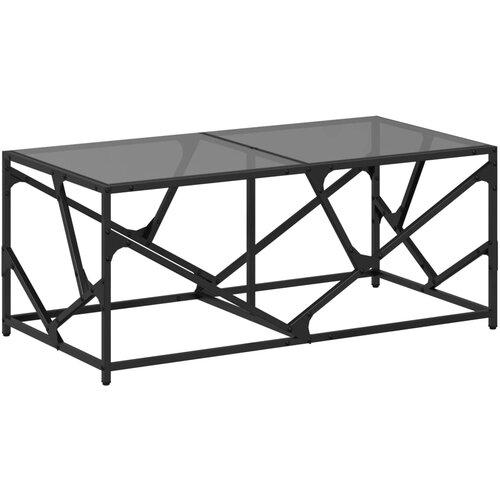 Maison Chic Klubska mizica - kavna mizica - Nizka mizica s črno stekleno povr&amp;scaron;ino 98,5x50x41 cm jeklo, (21753285) Slike