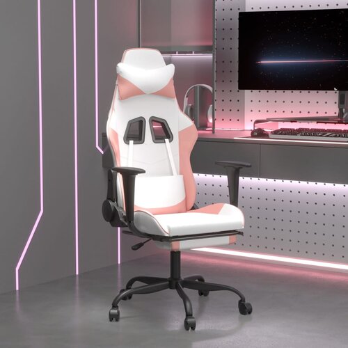 The Living Store Masažni igralni stol z oporo za noge Bela in roza umetno usnje - Gaming Stol, (21426747) Slike