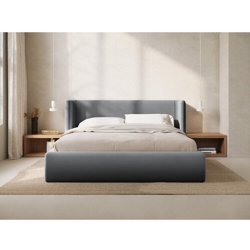 Windsor &amp;amp; Co Sofas Siva oblazinjena zakonska postelja s prostorom za shranjevanje z letvenim dnom 180x200 cm Jason &amp;ndash; Slike