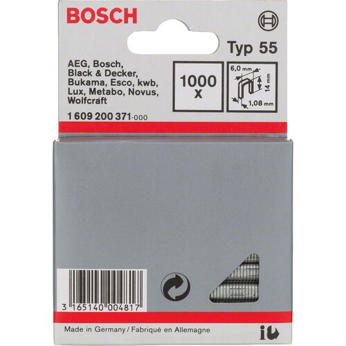 Bosch Spajalica sa uskim leđima tip 55 1609200371, 6 x 1,08 x 14 mm Slike