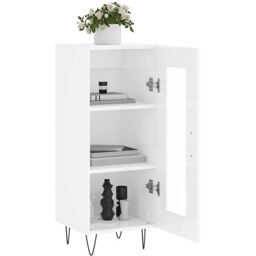  Komoda sjajna bijela 34,5 x 34 x 90 cm od konstruiranog drva Slike