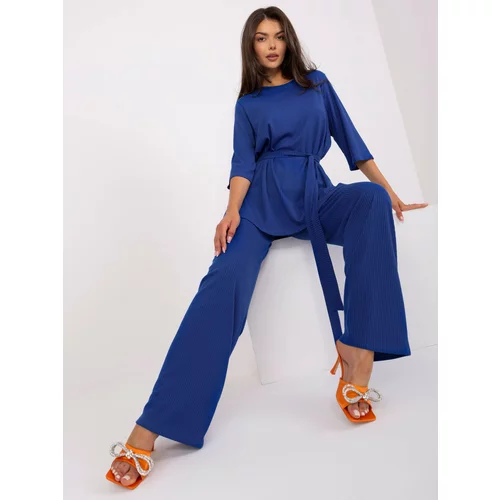 Fashion Hunters Cobalt Blue Striped Casual Set with Strap