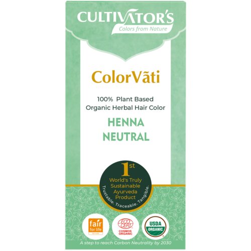 CULTIVATOR&amp;#039;S ColorV&amp;atilde;ti Organska zeli&amp;scaron;čna barva za lase - Henna nevtralna - 100 g Slike