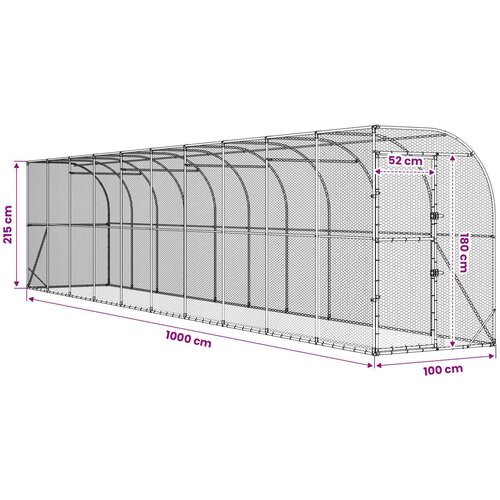  Kavez za piletinu uz zid Srebrna 600 x 150 x 215 cm Slike