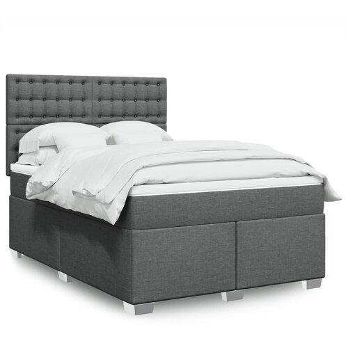 VidaXL Box spring postelja z vzmetnico temno siva 160x200 cm blago Slike