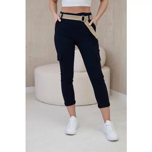 Kesi Cargo trousers with belt Navy blue