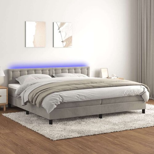  Box spring s madracem LED svjetlosivi 200x200 cm baršun Cijene
