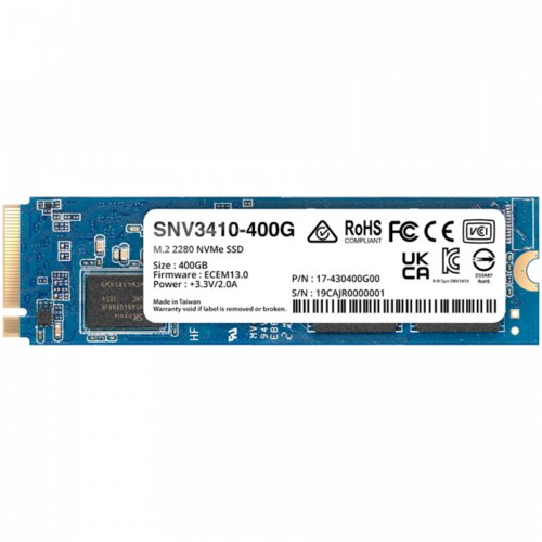 Synology SNV3410 400GB Enterprise NVMe m.2 2280 SSD, NVMe PCIe 3.0 x4, Read/Write(128 KB, QD32) 3,000 /750 MB/s, MTBF : 1.8 mill Slike