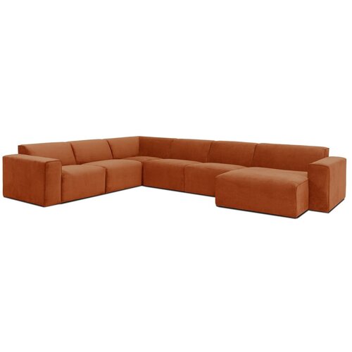 Scandic tamnonarančasta bar&amp;scaron;unasta modularna sofa u obliku slova U Sting, desni kut Slike