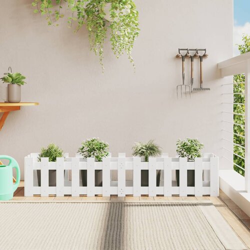  Povi&amp;scaron;ena vrtna gredica bijela 150 x 30 x 30 cm masivna borovina Slike