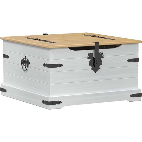 STORAGE box s policom Bijelo 78 x 78 x 45 cm Čvrsto borovo drvo - Bijelo Slike