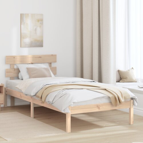 VidaXL Krevetni okvir s uzglavljem 75x190 cm od čvrste borovine Slike