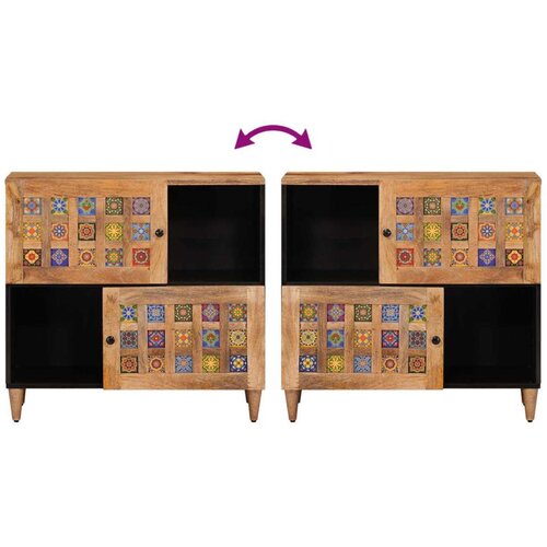  Kreveta s pohranom Prirodna 80 x 33 5 x 75 cm Čvrsto drvo manga - Prirodna Slike