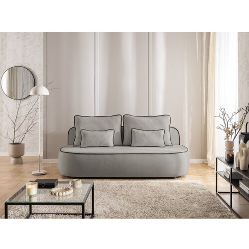 Ropez Crna/siva bar&amp;scaron;unasti sklopiva/s prostorom za odlaganje sofa 210 cm Saga &amp;ndash; Slike