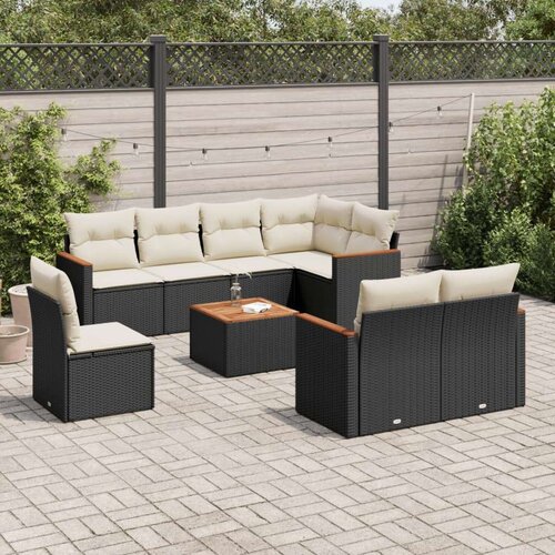  9-dijelni set vrtnih sofa s jastucima crni od poliratana Cijene