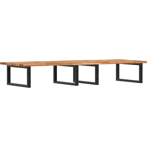  Zidna polica za umivaonik od čelika i masivnog bagremovog drva Smeđa 120 x 50 x 2 cm Slike