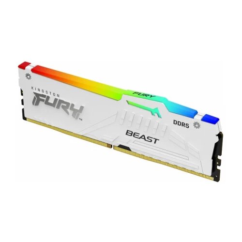 Kingston DDR5 16GB 6000MT/s [FURY BEAST RGB], Non-ECC UDIMM, CL36 1.35V, 288-Pin 1Rx8, White, Memory Kit, w/Heatsink, XMP & EXPO Cene