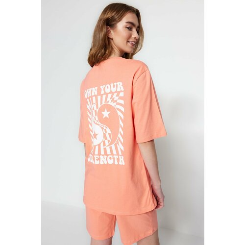 Trendyol Pajama Set - Orange - Graphic Cene