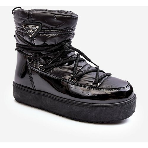 Kesi Women's lace-up platform snow boots in black Fleure Slike