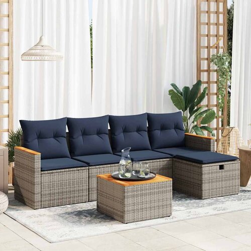 vidaXL 6-dijelni set vrtnih sofa od poliratana s jastucima sivi Cijene