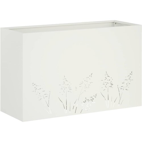  Vrtna saksija Bijela 80 x 30 x 49 cm Čelična vrata Slike