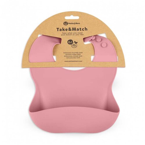 Petite&amp;amp;Mars silikonski podbradak 6 m+ Take&amp;amp;Match, Dusty Rose Slike