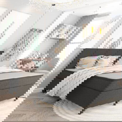 vidaXL Boxspring postelja temno siva iz blaga 180x200 cm Cene
