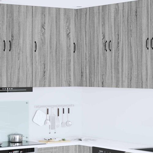 VidaXL Zidni kuhinjski ormarić s policom Siva Sonoma 57 x 57 x 100 cm Slike