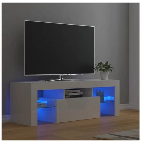  TV omarica z LED lučkami visok sijaj bela 120x35x40 cm