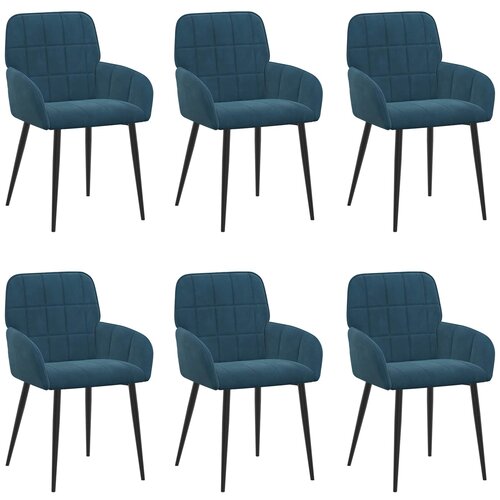 vidaXL Jedilni stoli 6 pcs Žamet Modra 57 x 50 x 85 cm, (5000296897) Cene