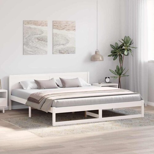  Krevetna konstrukcija Bijelo 200 x 200 cm Čvrsto borovo drvo Bijela 205.5 x 205.5 x 70 cm Slike