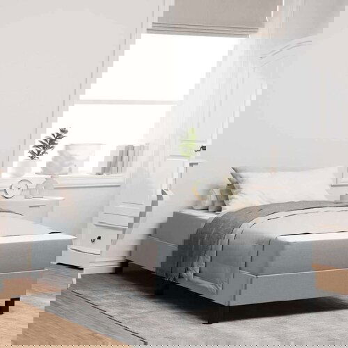  Krevet s opruga kutije Ostalo Svjetlosiva 100 x 200 cm tkanina Slike